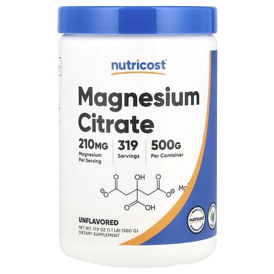 Magnesium Citrate, Unflavored , 210 mg, 17.9 oz (500 g)