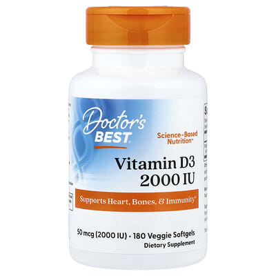 Vitamin D3, 50 mcg (2,000 IU), 180 Veggie Softgels