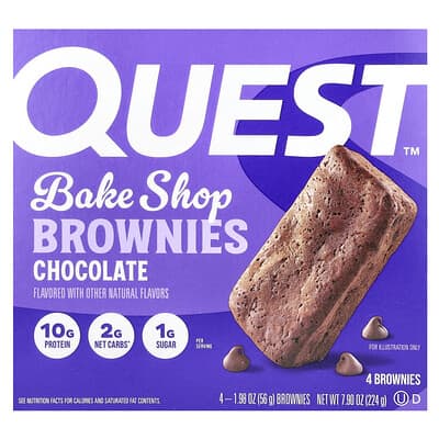 Десерт Quest Nutrition Brownies, Chocolate, 4 Brownies, 1.98 oz (56 g) Each