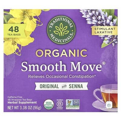 Organic Smooth Move®, Original with Senna, Caffeine Free, 48 Wrapped Tea Bags, 3.38 oz (96 g)