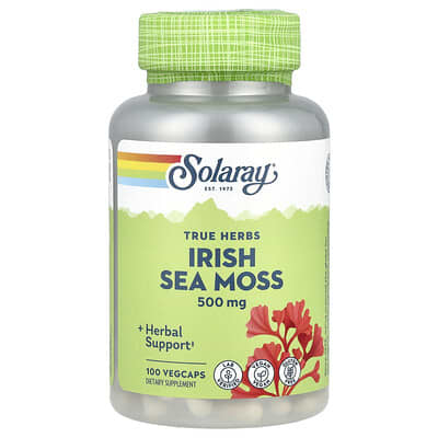 True Herbs, ирландский морской мох, 500 мг, 100 вегетарианских капсул