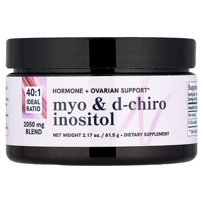 Порошок Myo & D-Chiro Inositol, 40:1, поддержка гормонов и яичников, 2,17 унции (61,5 г)