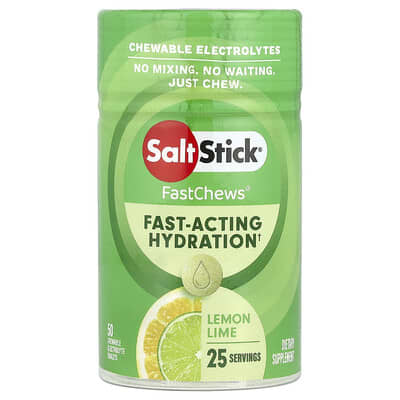 SaltStick жевательные электролиты FastChews®, лимон-лайм, 50 таблеток