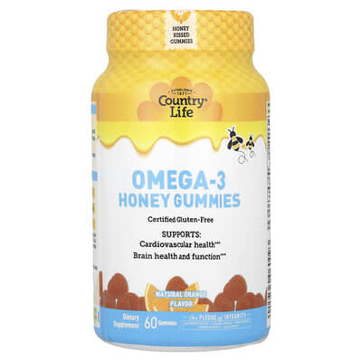 Omega-3 Honey Gummies, Natural Orange, 60 Gummies