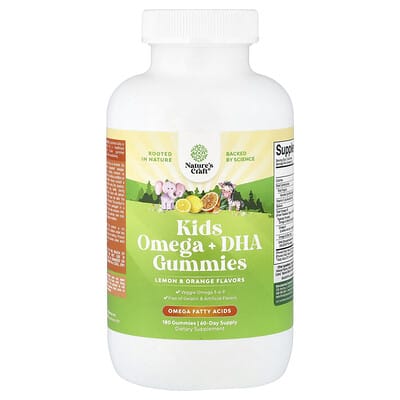 Kids Omega + DHA Gummies, Lemon & Orange, 180 Gummies
