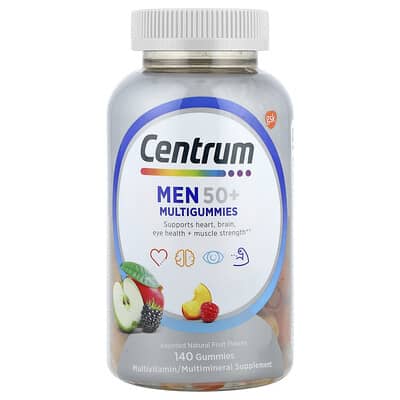 Men 50+ Multigummies, Assorted Natural Fruit, 140 Gummies