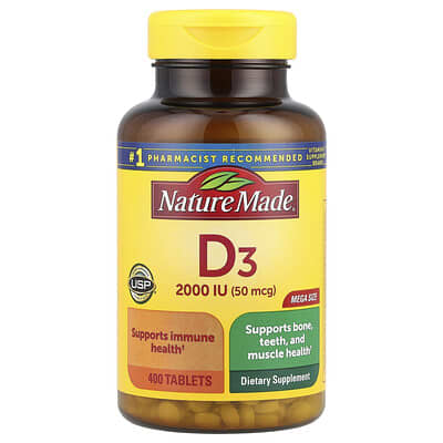 Vitamin D3, 50 mcg (2000 IU), 400 Tablets
