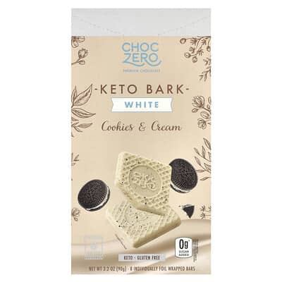 Keto Bark, белый шоколад, печенье с кремом, 8 мини-батончиков, 3.2 oz (90 g)