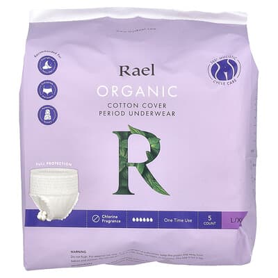 Organic Cotton Cover Period Underwear, L/XL , 5 Count