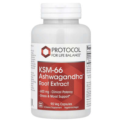 KSM-66 Ashwagandha® Root Extract, 600 mg, 90 Veg Capsules