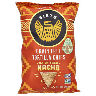 Siete Tortilla Chips без зерновых, Nacho, 5 oz (142 g)