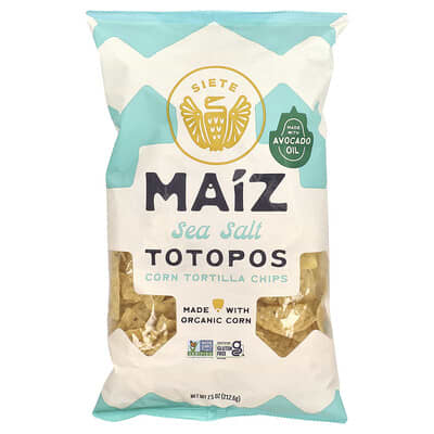 Siete Maiz Totopos Кукурузные чипсы, Sea Salt, 7.5 oz (212.6 g)