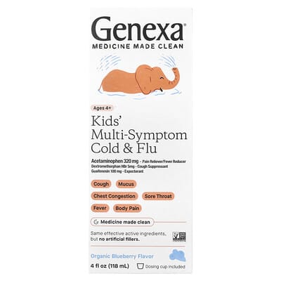 Kids' Multi-Symptom Daytime Cold & Flu, Ages 4+, Agave + Blueberry, 4 fl oz (118 ml)