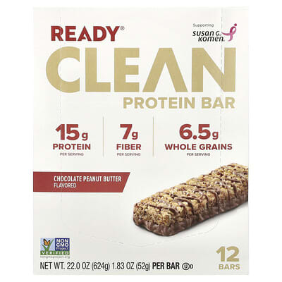 Протеиновый батончик Clean Protein, шоколад с арахисовой пастой, 12 штук, 1.83 oz (52 g) каждый