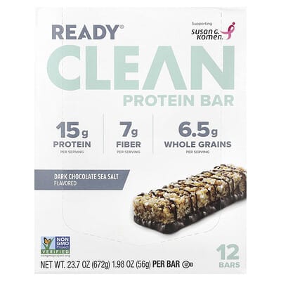 Clean Protein Bar, Dark Chocolate Sea Salt, 12 Bars, 1.98 oz (56 g) Each