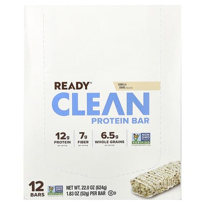 Clean Protein Bar, Vanilla Swirl, 12 Bars, 1.83 oz (52 g) Each