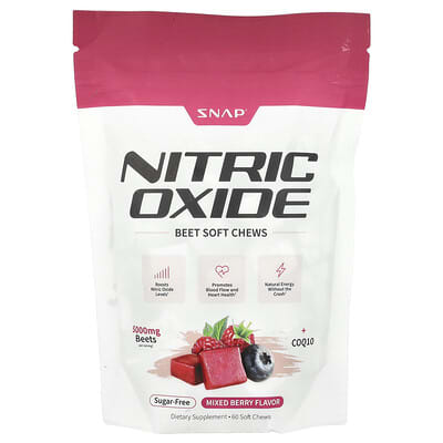 Мягкие жевательные таблетки Snap Supplements Nitric Oxide Beet Sugar Free Mixed Berry 60 Soft Chews