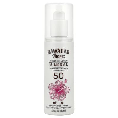 Hawaiian Tropic минеральный солнцезащитный лосьон, SPF 50, 3.4 fl oz (100 ml)