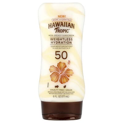 Hawaiian Tropic Weightless Hydration лосьон-солнцезащитный крем, SPF 50, 6 fl oz (177 ml)