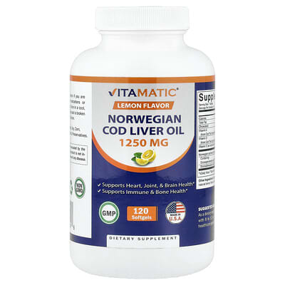 Norwegian Cod Liver Oil, Lemon, 120 Softgels