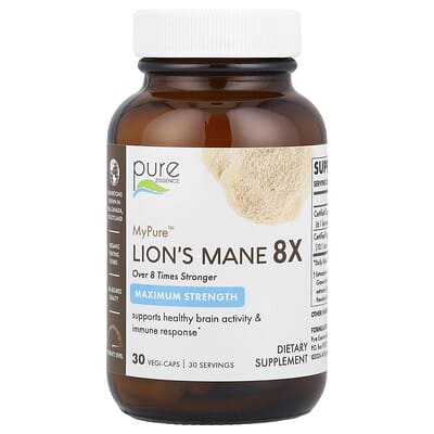 MyPure™, Lion's Mane 8X, максимальная концентрация, 30 вегетарианских капсул