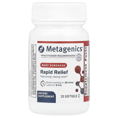 Metagenics Rapid Relief, средство от мышечной боли, 20 мягких капсул