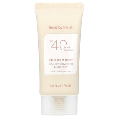 Солнцезащитный минеральный крем Sun Project с рисом, SPF40, 1.69 fl oz (50 ml)
