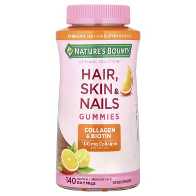 Optimal Solutions®, жевательные витамины для волос, кожи и ногтей, Tropical Citrus, 140 шт.