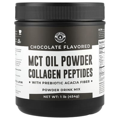 Порошок MCT Oil Collagen Peptides с пребиотиком Acacia Fiber, Chocolate, 1 lb (454 g)