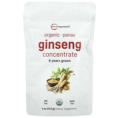 Micro Ingredients Organic Ginseng Concentrate, органический концентрат женьшеня, 4 oz (113 g)