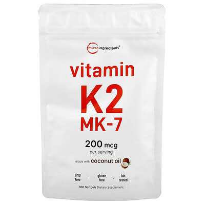 Vitamin K2, MK-7, 200 mcg, 300 Softgels