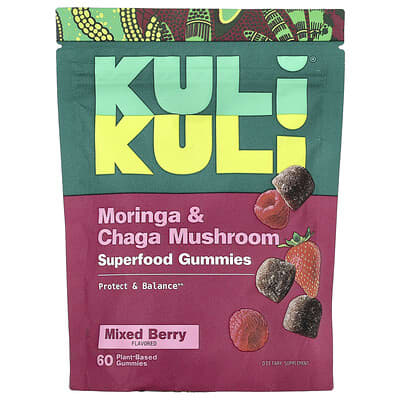 Мармеладные витамины Superfood, Moringa & Chaga Mushroom, Mixed Berry, 60 шт