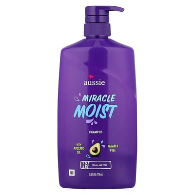 Aussie Miracle Moist, шампунь с маслом авокадо, для всех типов волос, 26.2 fl oz (778 ml)