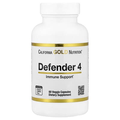 Defender 4, with Vitamin C, Vitamin D, Zinc & Selenium, 60 Veggie Capsules