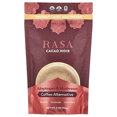 Кофейный заменитель Rasa Adaptogen & Mushroom, Instant, Cacao Noir, 5 oz (144 g)
