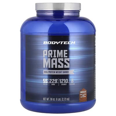 Prime Mass высокобелковый гейнер, шоколад, 6 lbs (2.72 kg)