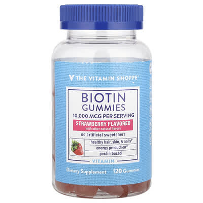 Biotin Gummies, Strawberry, 120 Gummies (5,000 mcg per Gummy)