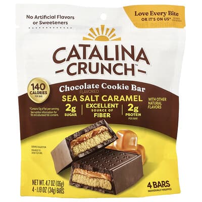 Батончики шоколадное печенье Catalina Crunch, Sea Salt Caramel, 4 шт., 1.19 oz (34 g) каждый