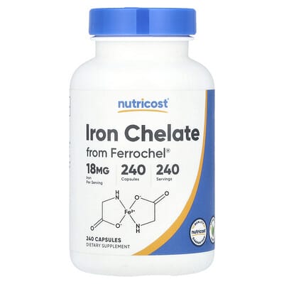 Желе Iron Chelate From Ferrochel®, 18 mg, 240 Capsules