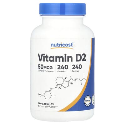 Nutricost витамин D2, 50 mcg (2,000 IU), 240 капсул