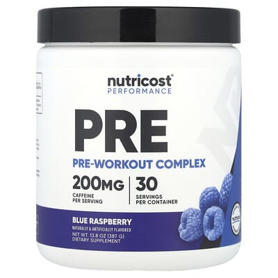 Nutricost Pre-Workout комплекс, голубая малина, 13.8 oz (387 g)