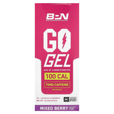 Go Gel, Mixed Berry CAF, 10 Packets, 1.45 oz (41 g) Each