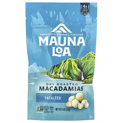 Обжаренные макадамия, несоленые, 4 oz (113 g)