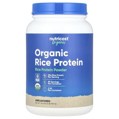 Порошок из органического рисового протеина Nutricost без вкуса 2 lb (907 g)
