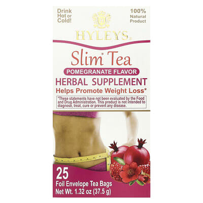 Slim Tea, Pomegranate , 25 Foil Envelope Tea Bags, 1.32 oz (37.5 g)