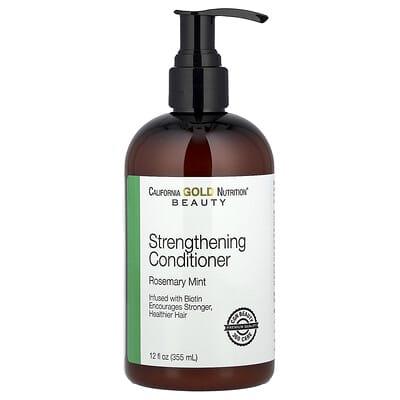 Укрепляющий кондиционер California Gold Nutrition, биотин, розмарин и мята, 12 fl oz (355 ml)