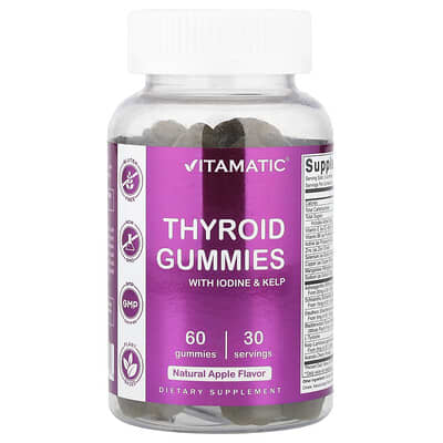 Желейные витамины Vitamatic Thyroid With Iodine & Kelp, Apple, 60 шт.