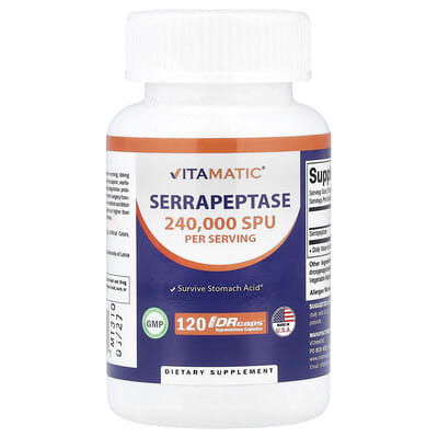 Serrapeptase, 120 DRcaps® Hypromellose Capsules (120,000 SPU per Capsule)