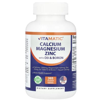 Calcium Magnesium Zinc with D3 & Boron, 365 Coated Tablets