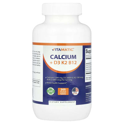 Vitamatic Кальций + D3, K2, B12, 365 покрытых таблеток